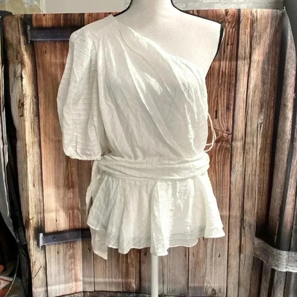 Nine West cream one shoulder lined top shirt blouse size XL - Picture 1 of 16
